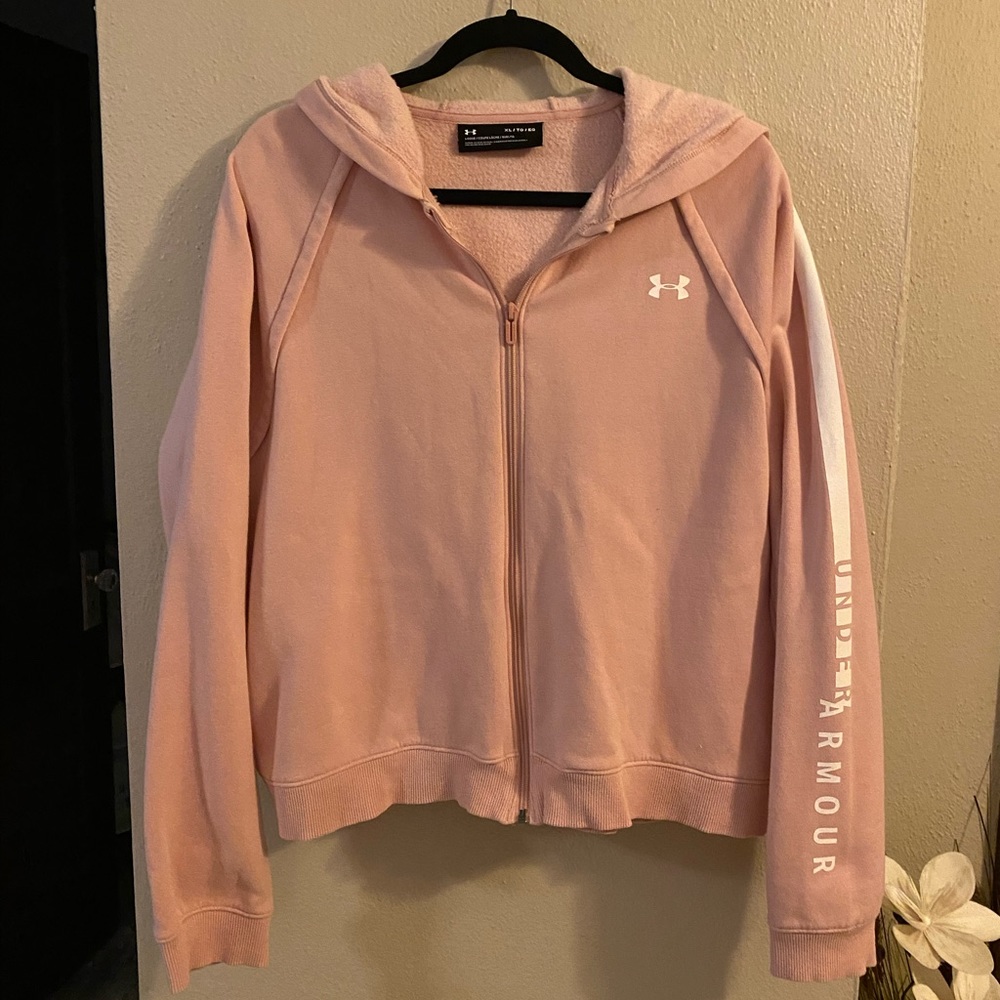 Women’s Under Armour Blush Pink Zipper Hoodie. Sz XL